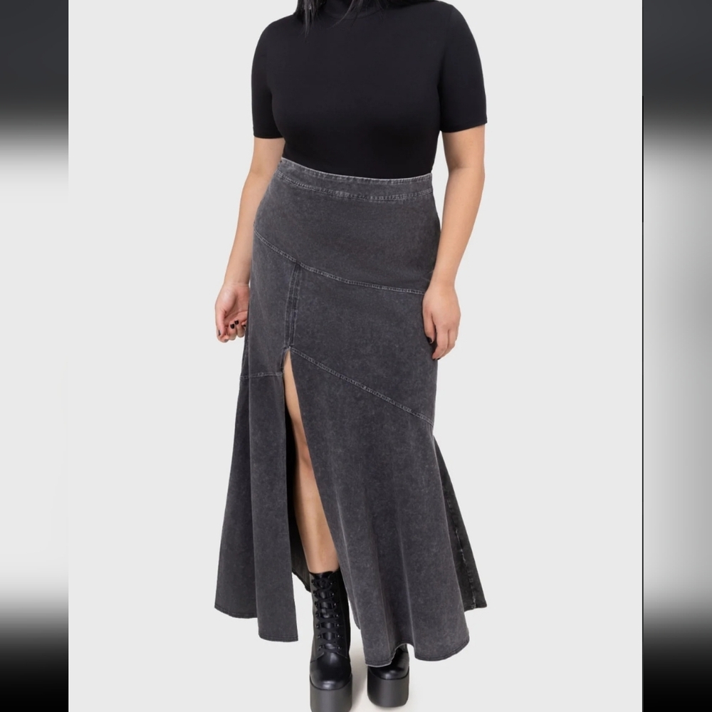 Killstar Black Asymmetrical Maxi Skirt